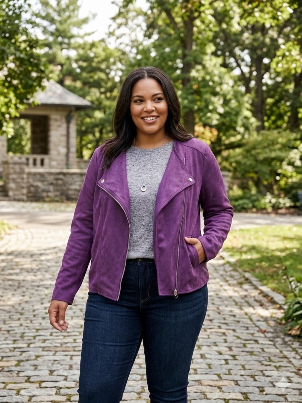 Forever 21 Purple Faux Suede Moto Jacket